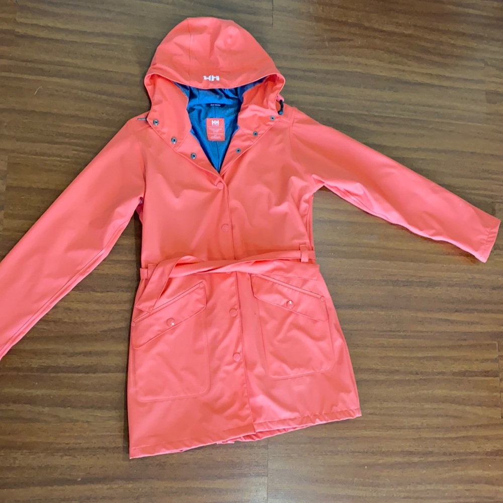 Beautiful Coral Helly Hansen long rain coat